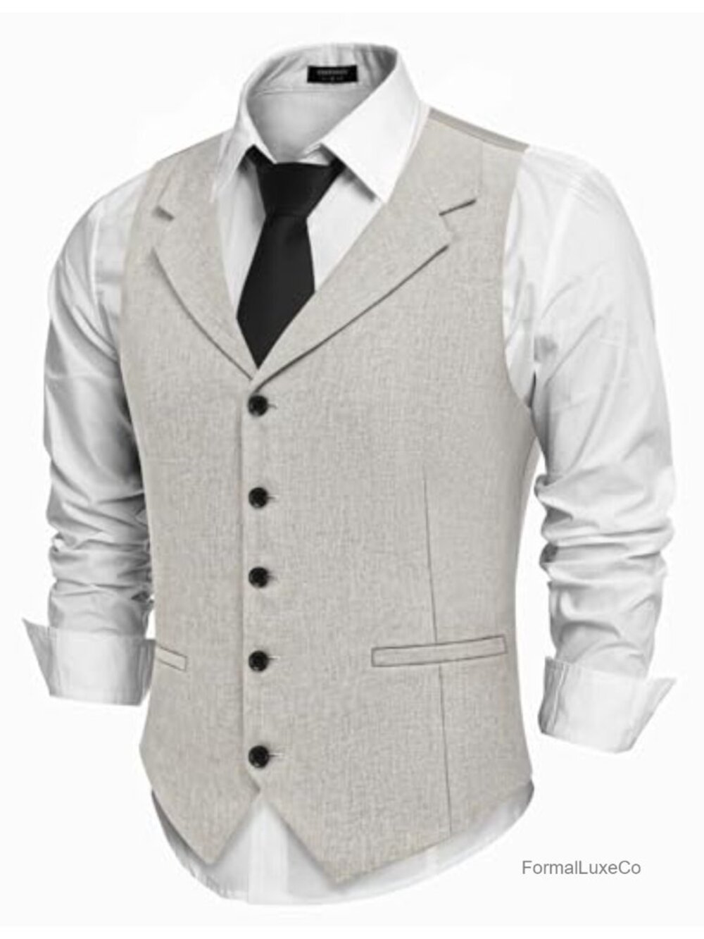 COOFANDY Men's Slim Fit Suit Vest Notch Lapel Formal Waistcoat